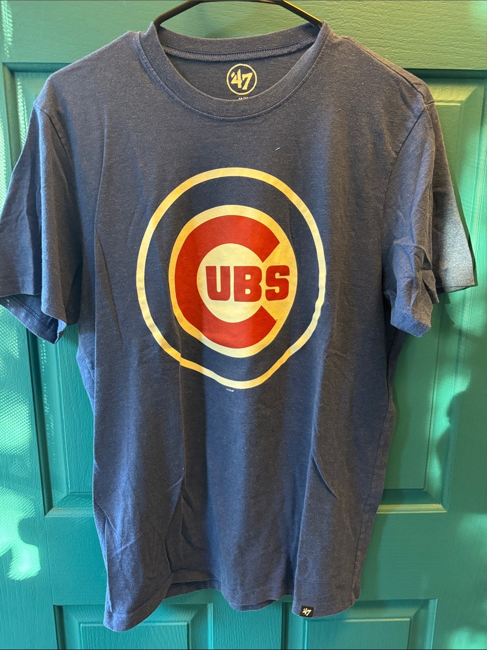 '47 Navy Blue Chicago Cubs Circle Logo Tee with Red & White Emblem medium